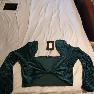 Off the shoulder Mint Green Velvet Piece